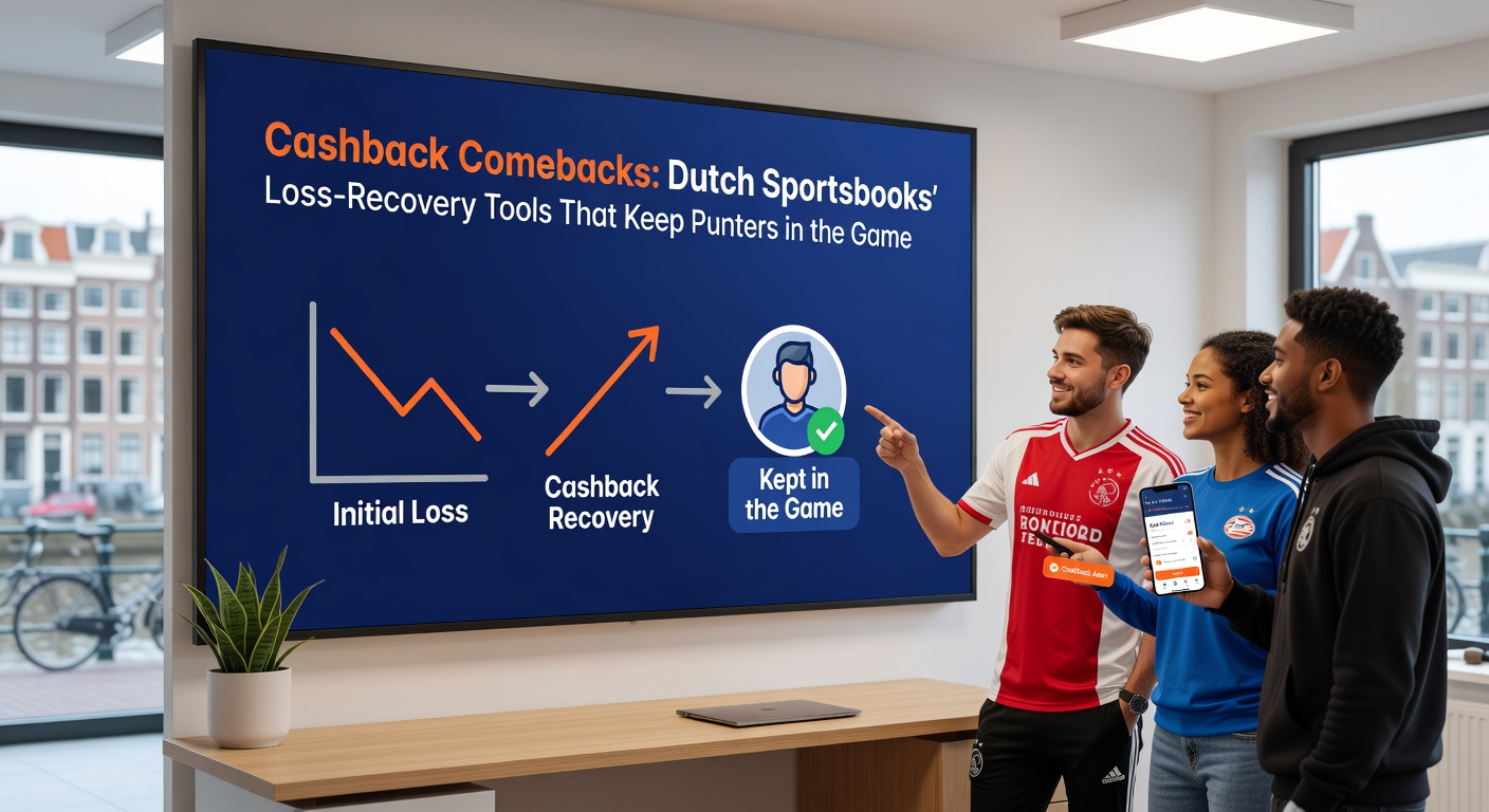 Schermafbeelding van een cashback-promotie bij een Nederlandse bookmaker, met een speler die een terugbetaling ontvangt op een verloren weddenschap op voetbal