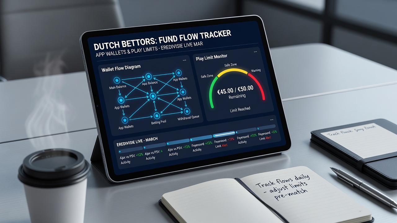 Overzicht van wallet-transacties en limietcontroles in Nederlandse gokapps tijdens live Eredivisie