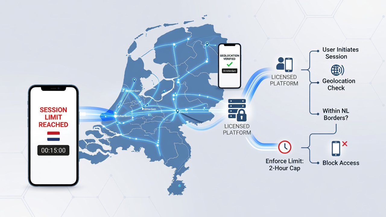 Analyse van sessielimieten die worden beïnvloed door geolocatie op een tablet in een Nederlandse omgeving