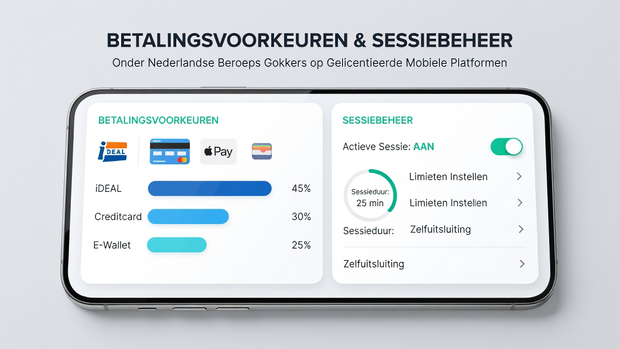 Grafiek met trends in betaalvoorkeuren en sessie-instellingen onder Nederlandse mobiele wedders