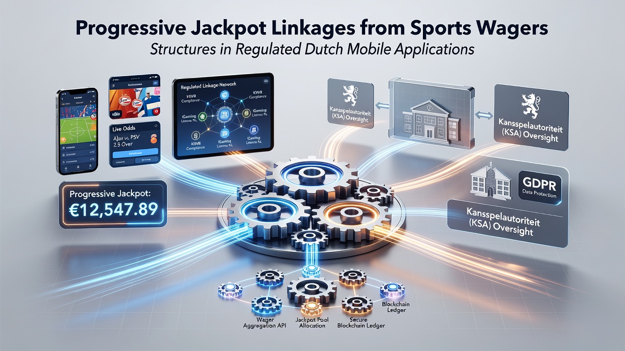 Mobiele app-interface met realtime jackpotweergave gekoppeld aan sportinzetten